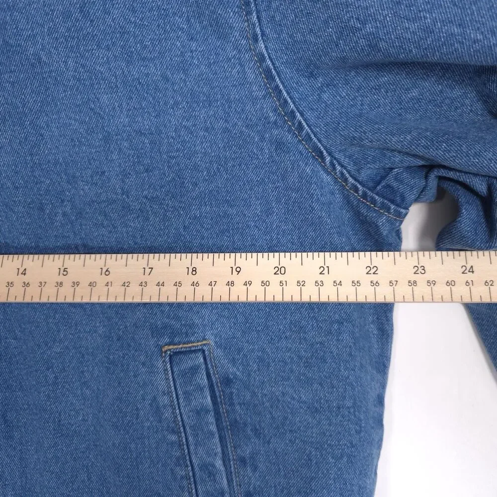 Levi's New Men's Full Zip Varsity Denim Bomber Jacket‎ LARGE Ribbed Knit Hem